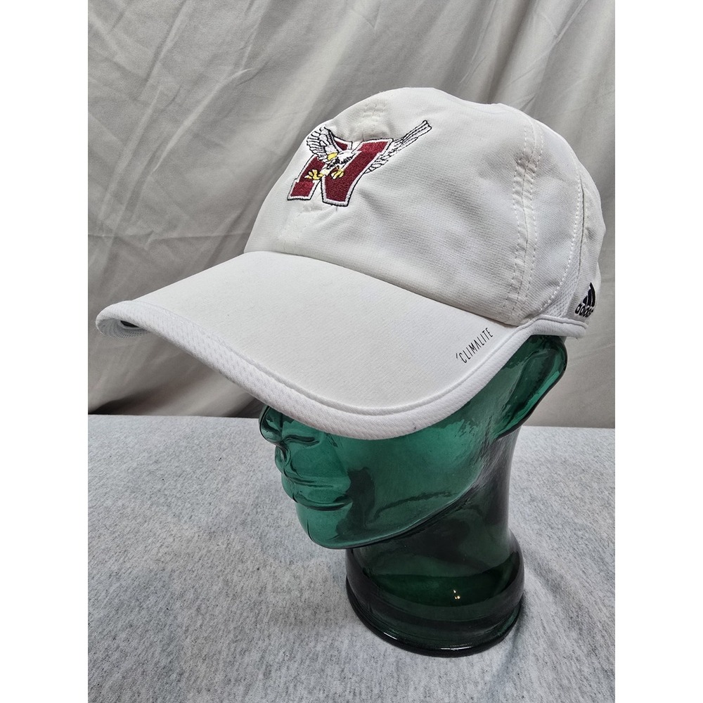 white Adidas Nebraska Cornhuskers hat featuring a stylized 'N' logo and...